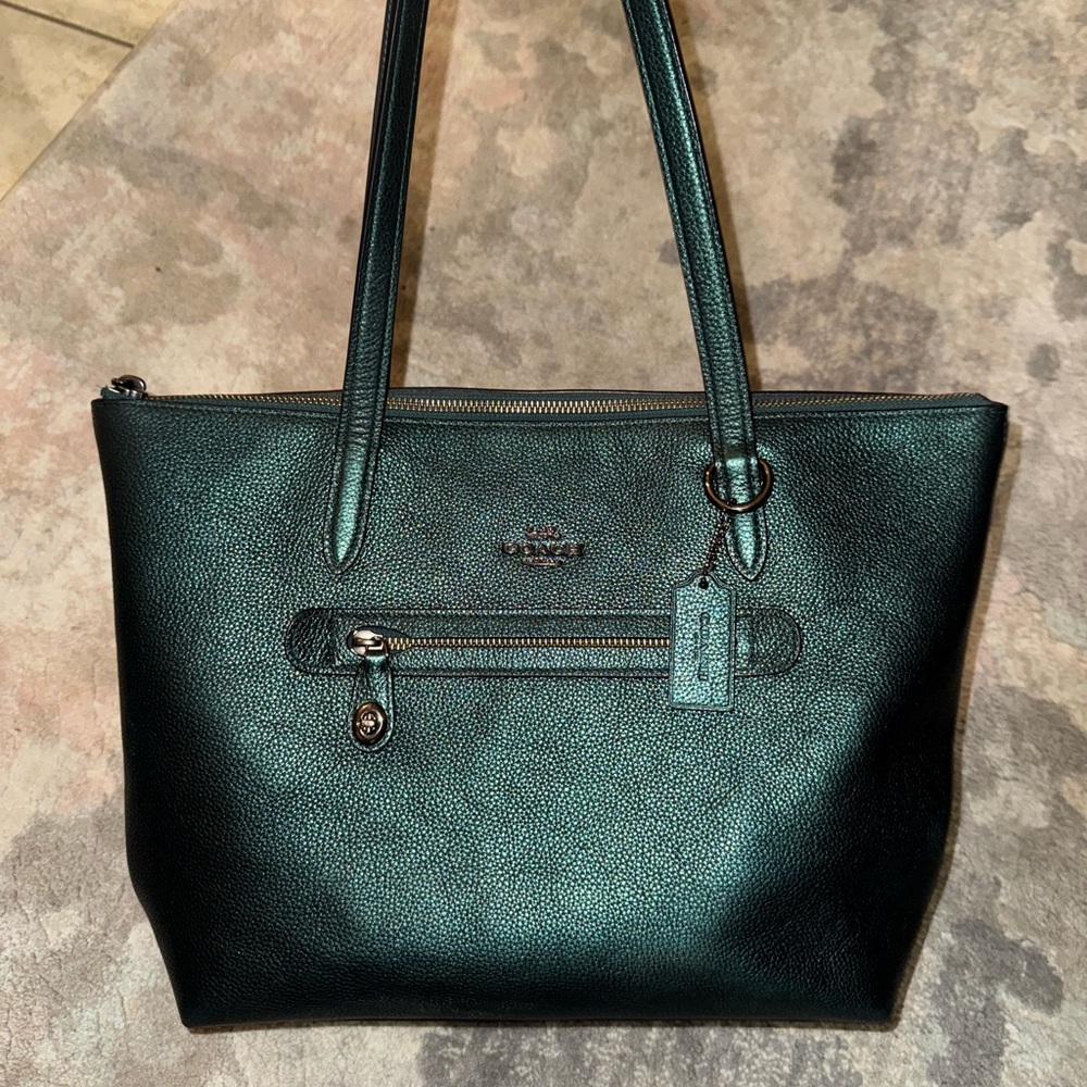 SOLD Coach Emerald Green Leather Tote
